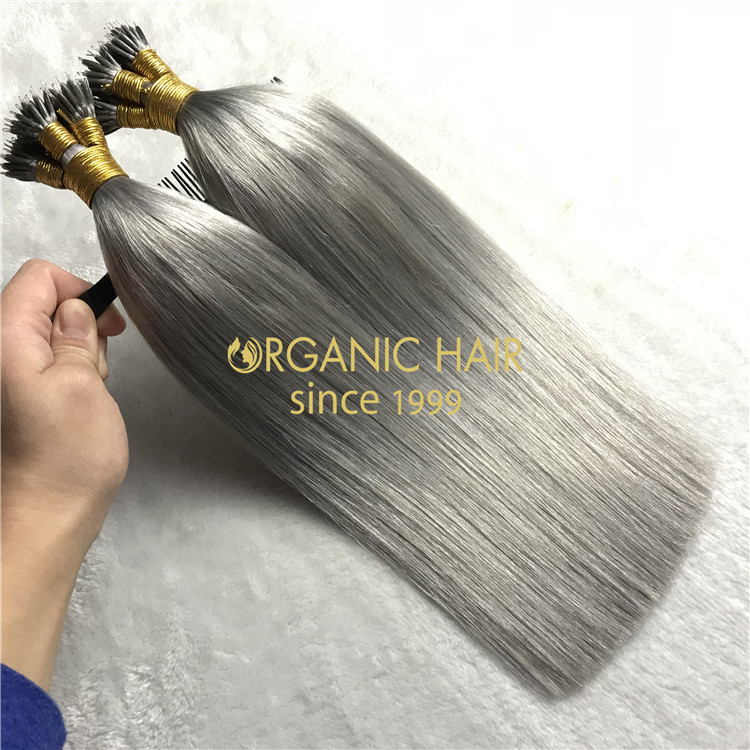 Customized color silver human keratin nano ring X249